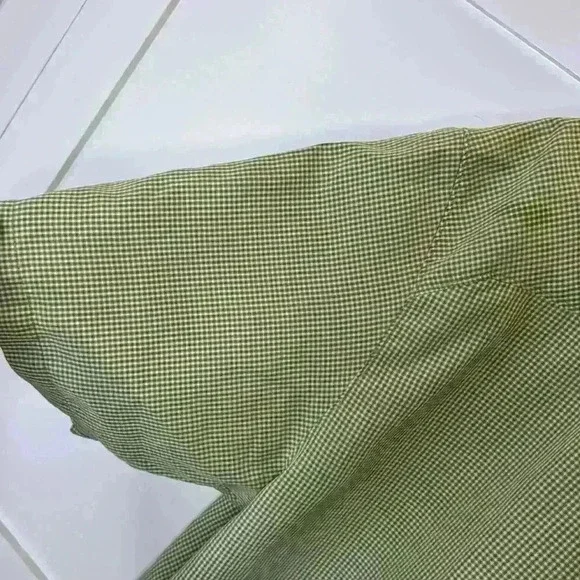 Columbia botton up short Sleeve Shirt green white pattern light weight Size: L - Picture 10 of 12